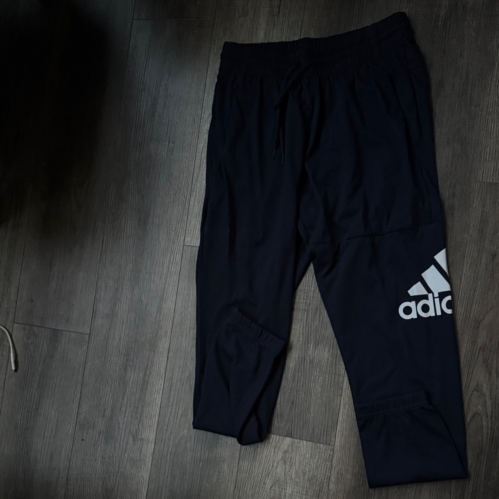 Adidas Men's Black Joggers with White Logo